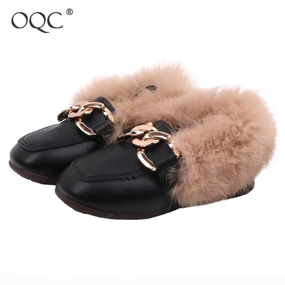 OQC/детская кожаная обувь Новинка сезон осень зима для девочек на плоской подошве