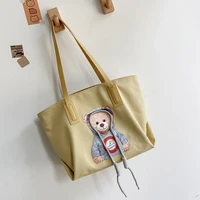 high capacity shopper bag tote canvas bags little bear shopping literature and art handbags fashion shoulder storage handbag