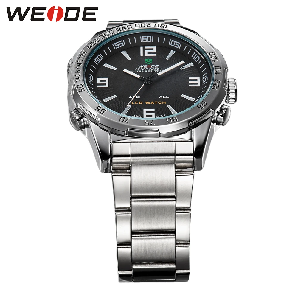 Часы WEIDE мужские цифровые Miliraty Move черный светильник ремешок из нержавеющей стали