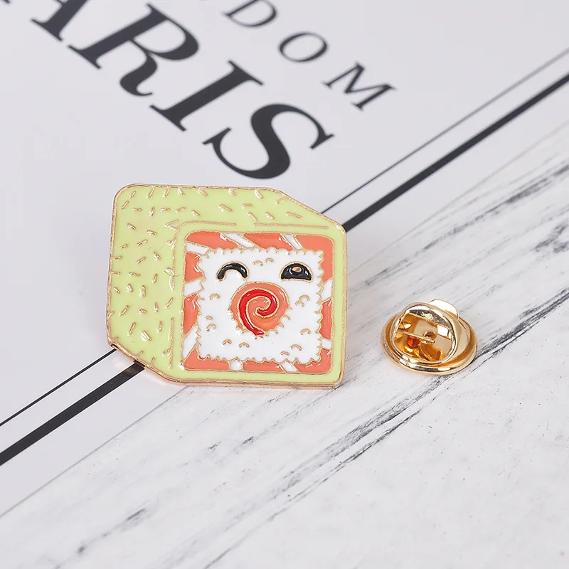 7 Style Collection Enamel Pins Brooches for Women Backpack Clothes Lapel Pin Sushi Salmon Brooch Badges Creative Cartoon Jewelry - Окраска металла: style 7