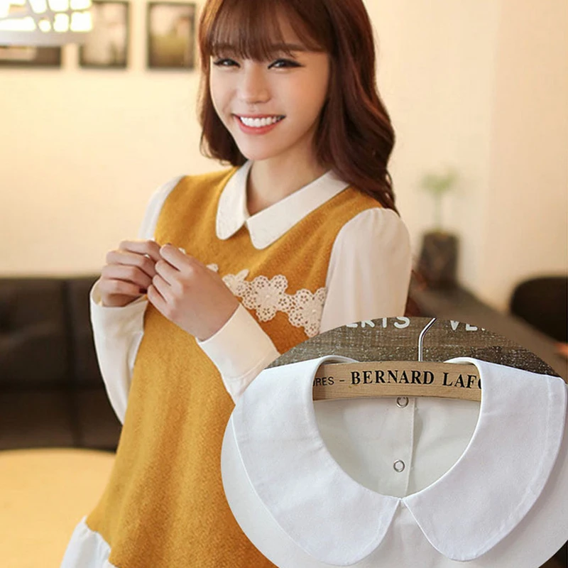 Женская блузка с ложным воротником в Корейском стиле осенняя белая элегантная