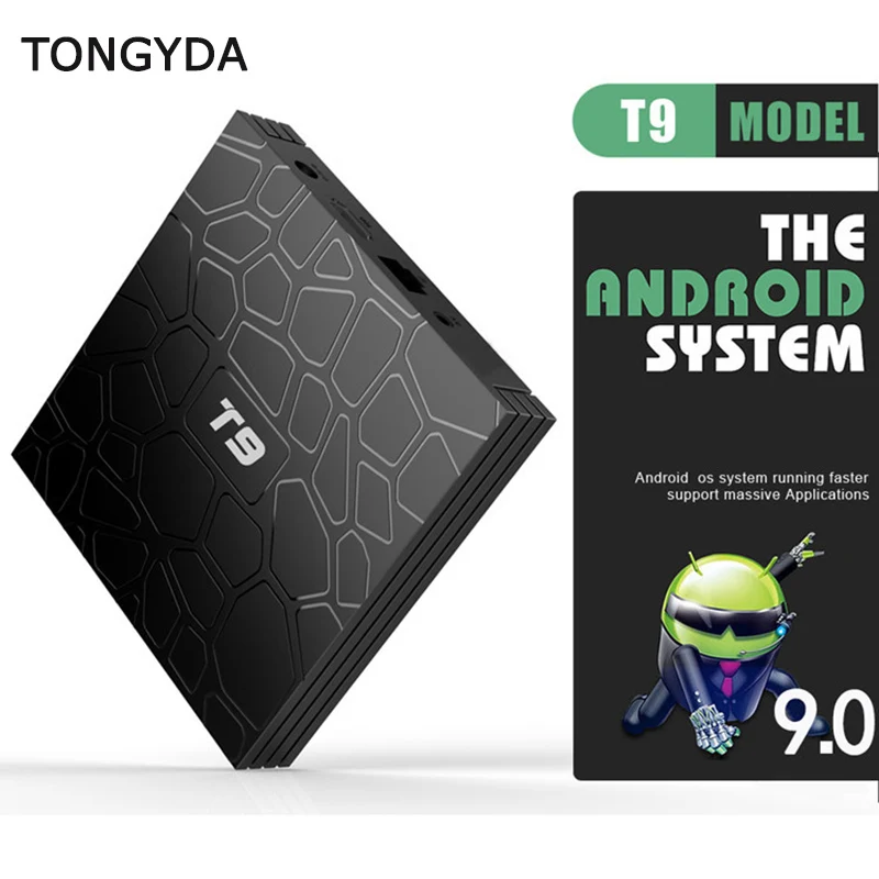 TONGYDA 4 Гб RAM 64 ROM Android 9 0 TV Box T9 RK3318 четырехъядерный USB 3 4K телеприставка 2 4G/5G двойной WIFI