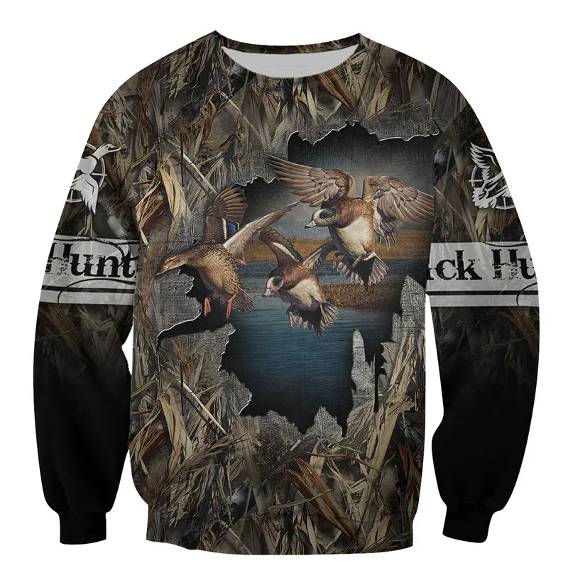 Новая осенне-зимняя толстовка с капюшоном Крутая 3D принтом утиной охоты на
