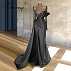 Африканские индивидуальные Официальные Вечерние платья на заказ, блестящее черное вышитое бисером иллюзионное платье для выпускного вечера, Средний Восток 2020, Vestido, женское вечернее платье