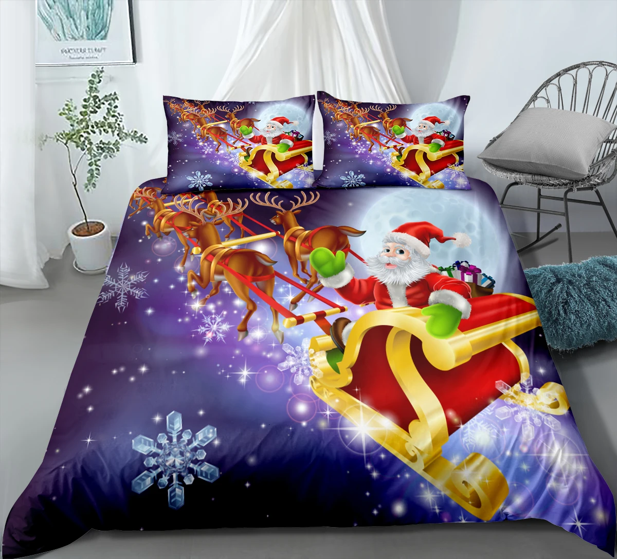 2/3 шт. Комплект постельного белья подарки от Святого Клауса пододеяльник с 3D