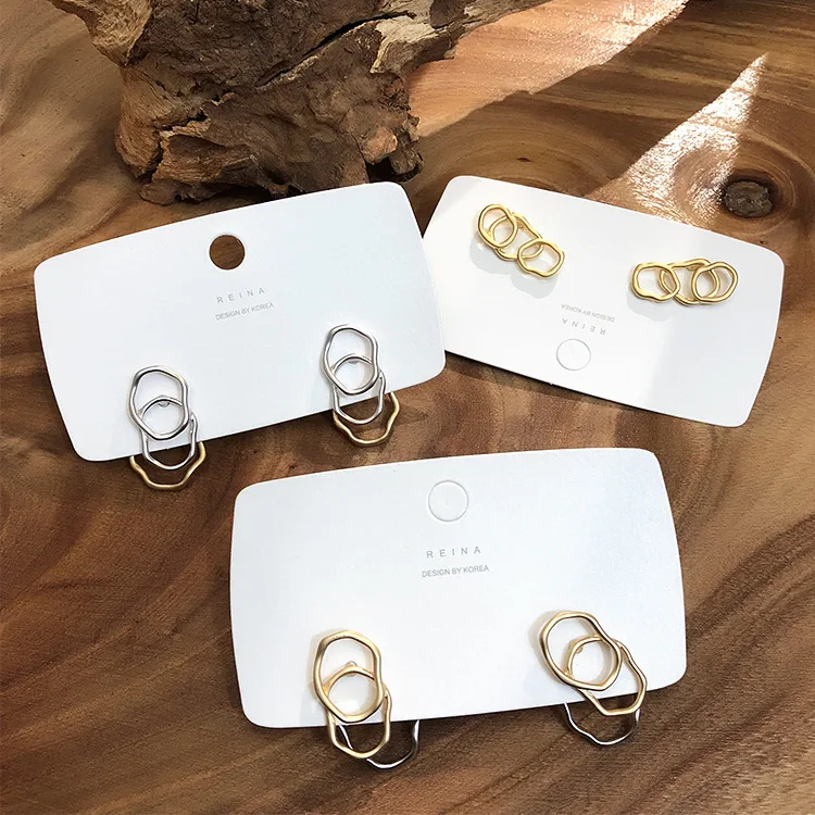 S925 серебряные модные неправильные геометрические металла серьги гвоздики в