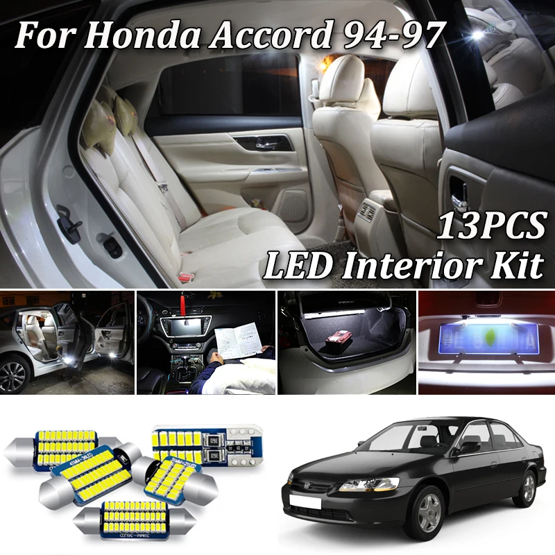 

13Pcs Canbus led Car interior light Kit For Honda Accord Sedan led interior interior Map Dome License Plate light (1994-1997)