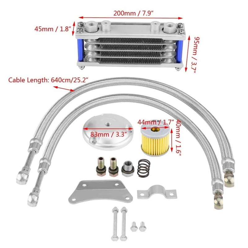 

Motorcycle Engine Oil Cooler Cooling Radiator 65Ml Aluminum for Suzuki 125CC 150CC 200CC with Mounting Accessories