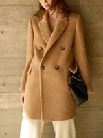 shzq camel cashmere coat womens short high end temperament albaca suit coat 2021 new
