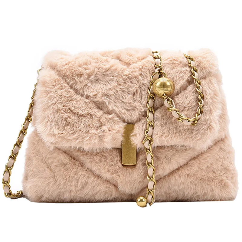 

Luxury Feminine Bolsa Faux Fur Bags For Women Winter Handbag Shoulder Messenger Crossbody Bag Females Tote Top-handle Bag