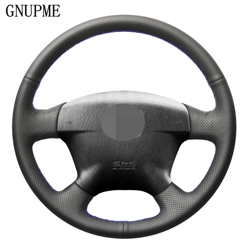 DIY ручной работы черного цвета из искусственной кожи чехол рулевого колеса
