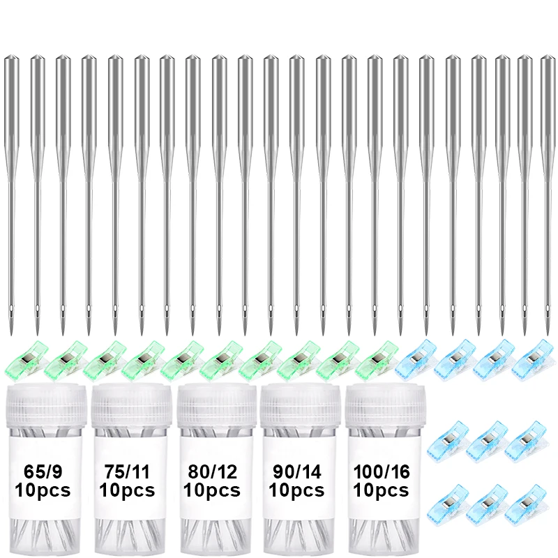 

Nonvor 70Pcs Silver Sewing Machine Needles Kit Sewing Stitching Needles with Sewing Clips Stainless Steel Accessories and Bottle