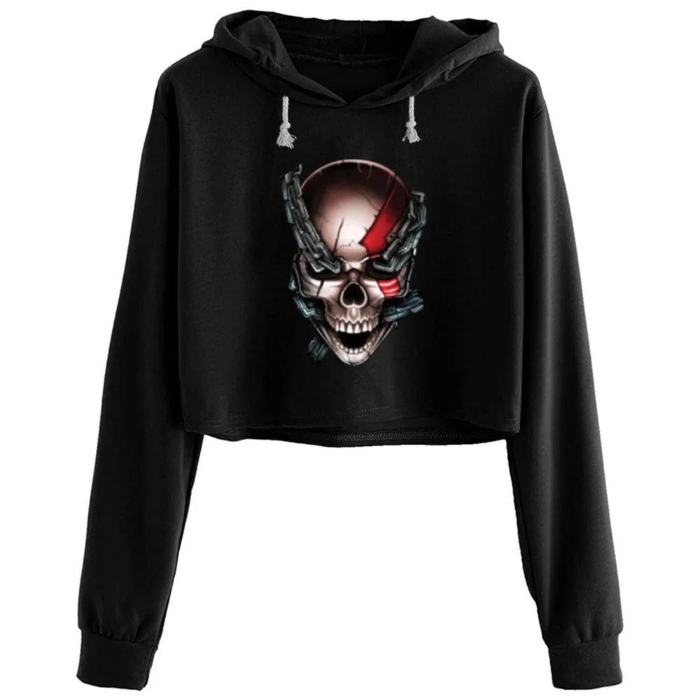 

Skull Crop Hoodies Women Anime Emo Aesthetic Kpop Pullover For Girls