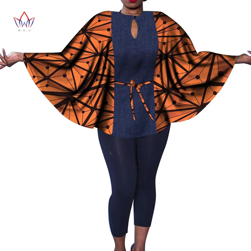 Africa Women Bazin Riche Dashiki Shawl Top African Print Tops Shirt Plus Size M-6XL Clothes Accessory SP035 | Тематическая одежда