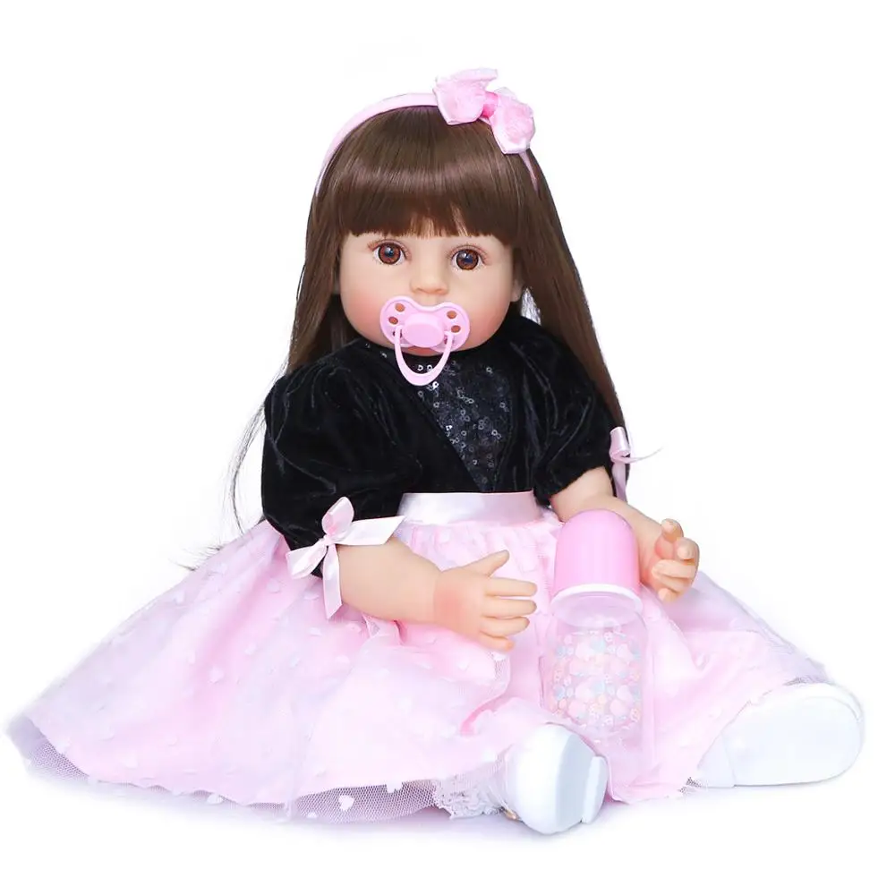 

NPK 55 см reborn baby doll принцессы для маленьких девочек, мягкое прикосновение всего тела Силиконовые Рождественский подарок высокого качества кук...