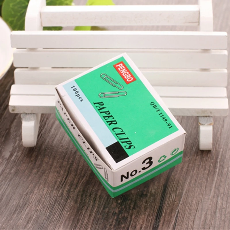 

C5AB 1 Set 75-85Pcs New Office Plain Steel Paper Clips 29mm Paperclips Metal Silver