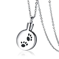 pet ashes container cats dogs footprint openable stainless steel urn necklace memorial cremation jewelry perfume bottle pendant