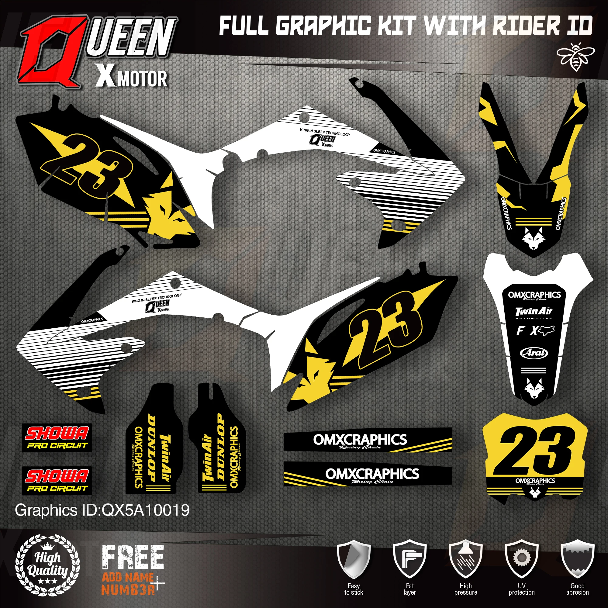 

QUEEN X MOTOR Custom Team графические фоны наклейки для HONDA 2010 2011 2012 2013 CRF250R 2009-2012 CRF450R 019