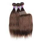 3 пряди с 4x4 кружевной застежкой 200 гкомпл. прямые волосы, волнистые, черные, коричневые, блонд, индийские, Реми, человеческие волосы Bobbi, коллекция