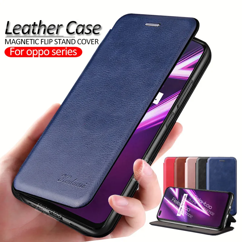 Кожаный магнитный чехол книжка для oppo Realme 6 pro Real me 5 5i 6i 5s X2 X XT RENO ACE A92 A52 кошелек