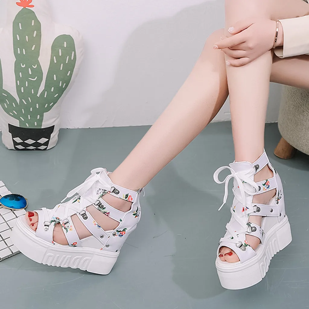 Туфли на танкетке женские босоножки Zapatos De сезон лето Для женщин сандалии