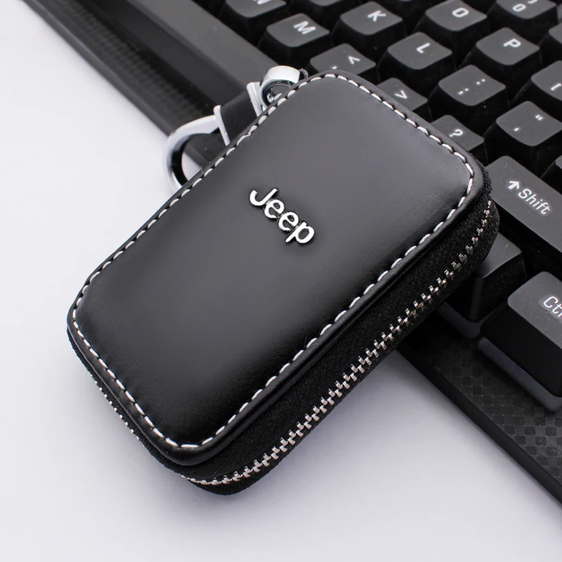 

Leather Car Key Cover Storage Case Shell Wallet For Jeep Compass Renegade Grand Cherokee Patriot Wrangler Jk Auto Accessories