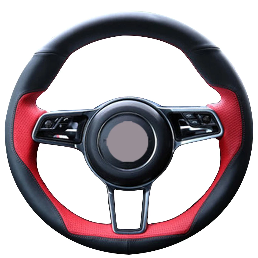 Черная кожа красная искусственная для Porsche Macan Cayenne 2015 2016|car steering wheel cover|steering coverwheel