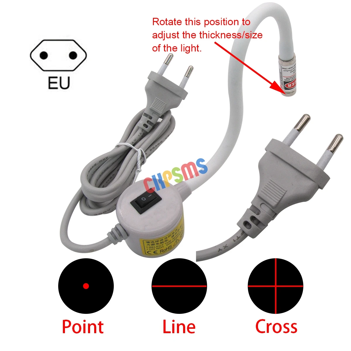 1PCS EU Plug Magnetic base gooseneck Red Positioning Laser Light FOR Sewing & Cutting Machine | Дом и сад