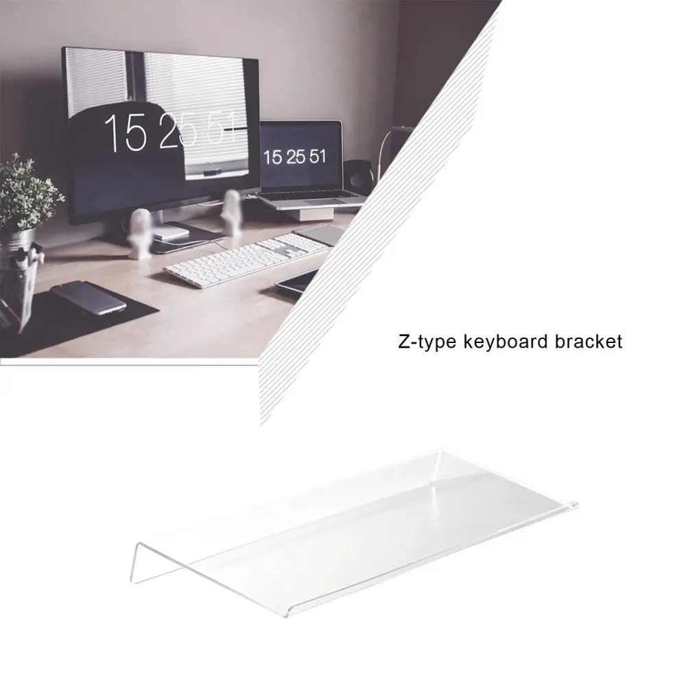 

Transparent Acrylic Computer Keyboard Holder Clear Tilted Keypad Stand for Office Home School Use Supplies