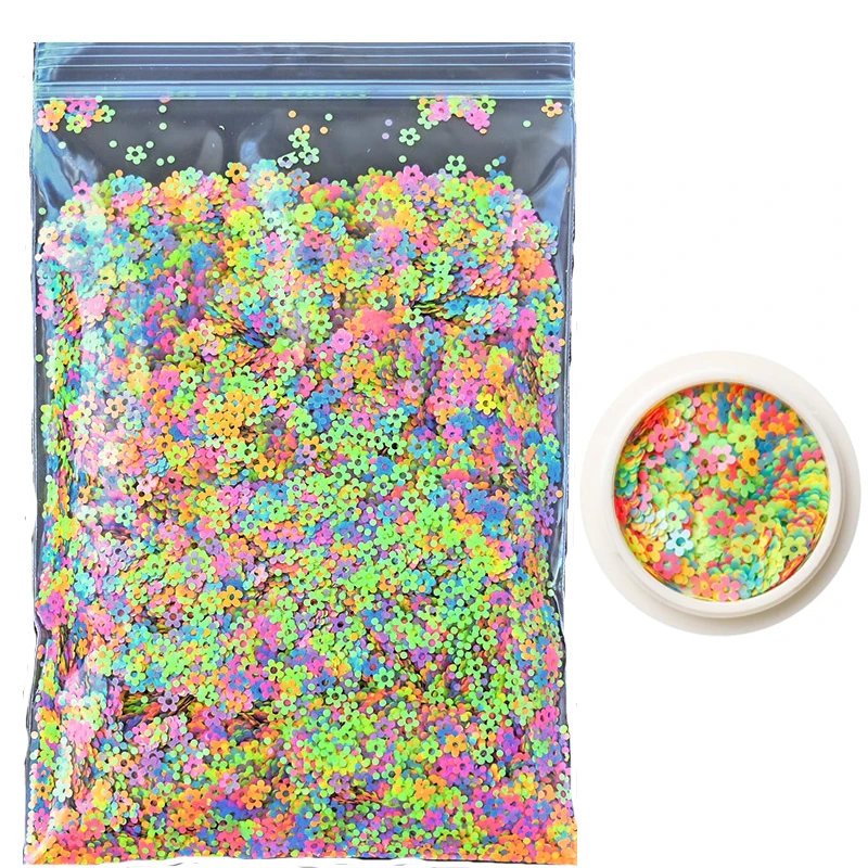

5 Color Mix 50g Neon Iridescent Glitter-shape Neon Glitter,Chunky Glitter Heart/ Flower/Stars/Puzzles Spangles Glitter Nail Art