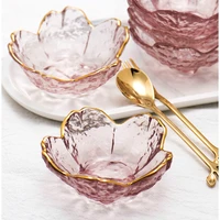 1pc small glass bowl with beautiful cherry blossom pattern can be used for salad fruit vinegar seasoning japanese tableware