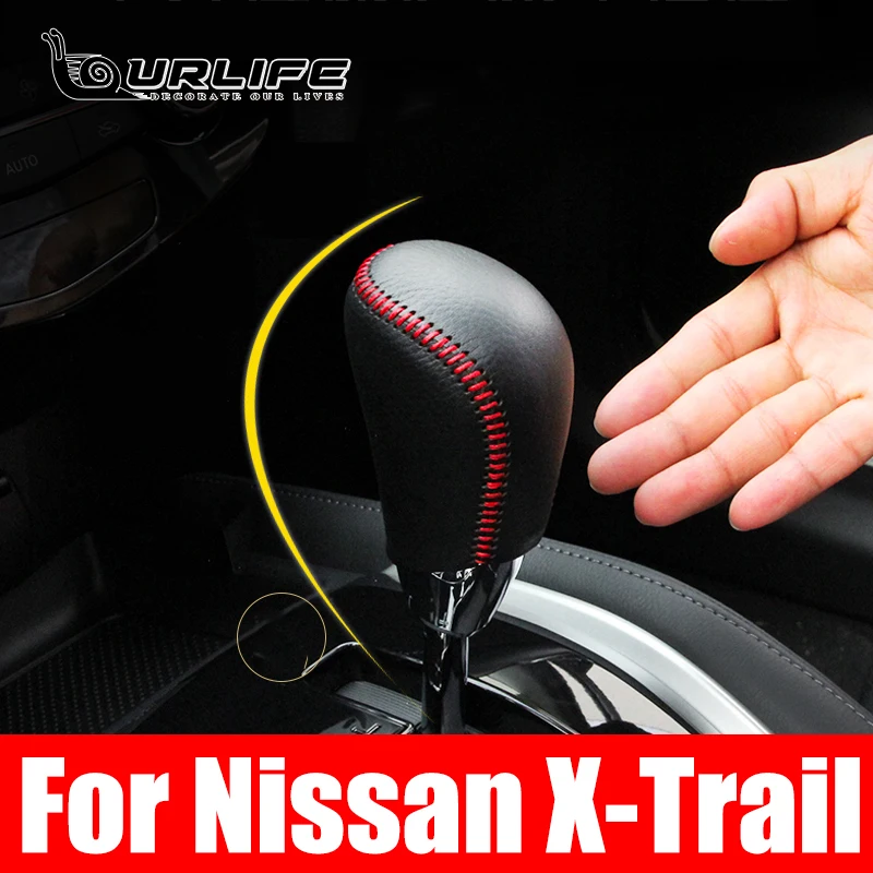 Leather Car Gear Shift Lever Cover Collars For Nissan Rogue X-trail T32 2014 2015 2016 2017 2018 2019 2020 2021 Accessories