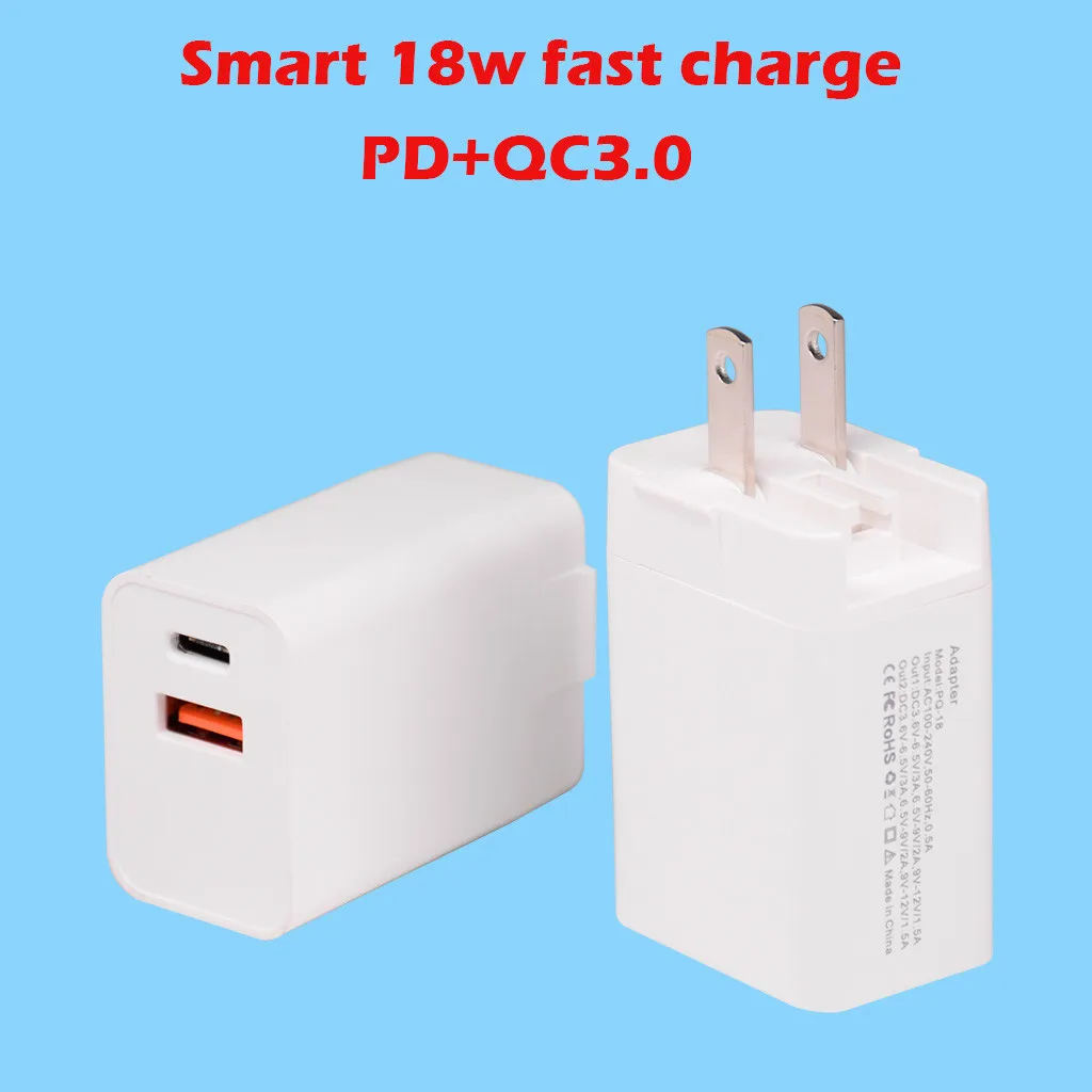 США быстрое зарядное устройство 18 Вт USB PD + QC 3 0 два порта питания для путешествий