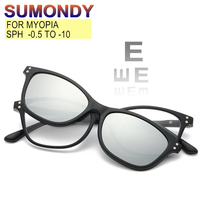 

Очки для близорукости с магнитным зажимом, набор солнцезащитных очков с диоптриями от-0,5 до-10 для мужчин и женщин, модные очки с защитой от си...