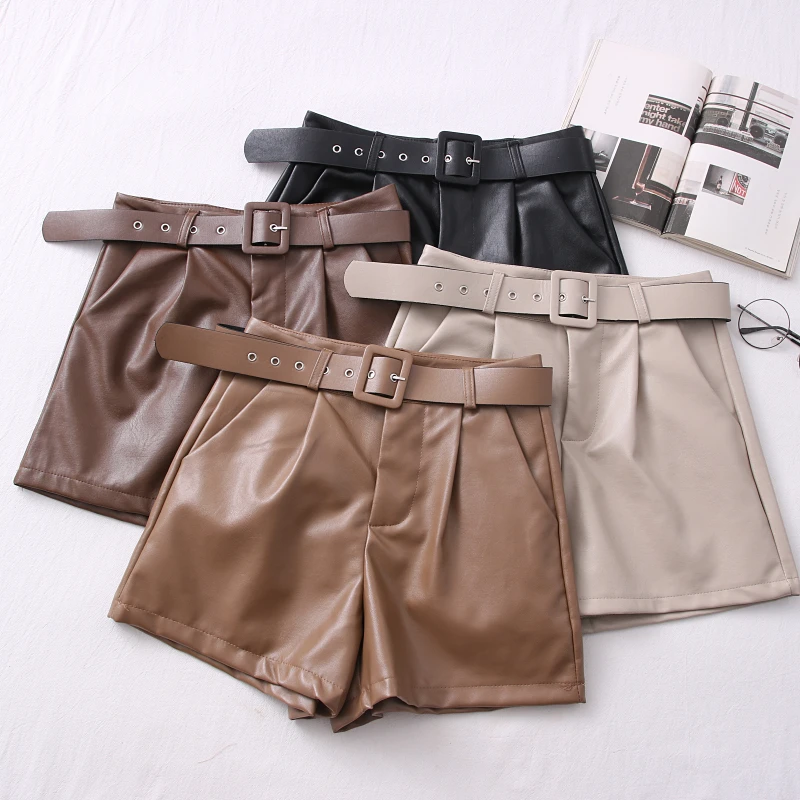 

Новинка Осень-зима 2021, модные облегающие широкие брюки из искусственной кожи с высокой талией в Корейском стиле, повседневные брюки, женски...