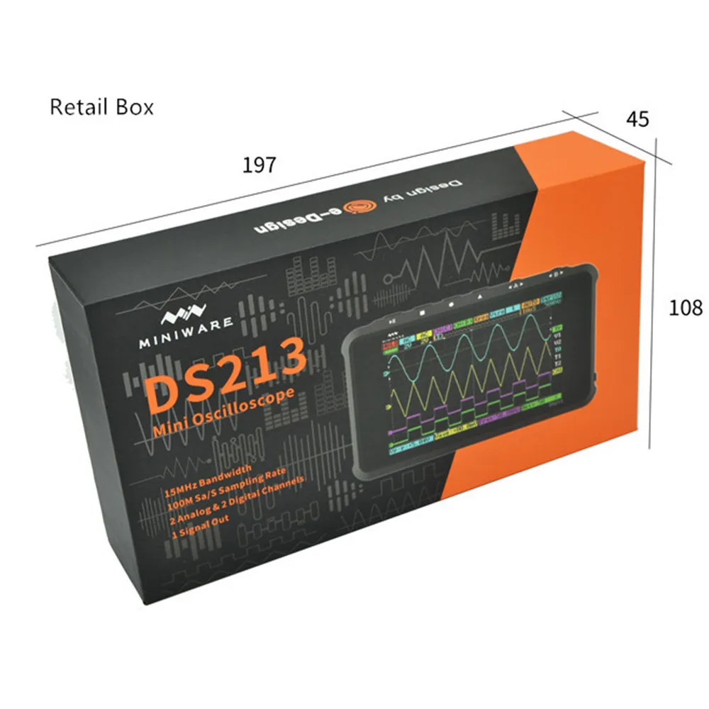 4 Channel 100MS/s MINI Nano DSO213 DS213 Professional Portable Digital Oscilloscope DSO 213 DS with X1 & X10 Probe | Инструменты