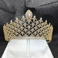 tirim crystal bridal big tiara crown bride headbands women girl headpiece prom hair ornaments wedding head jewelry accessories