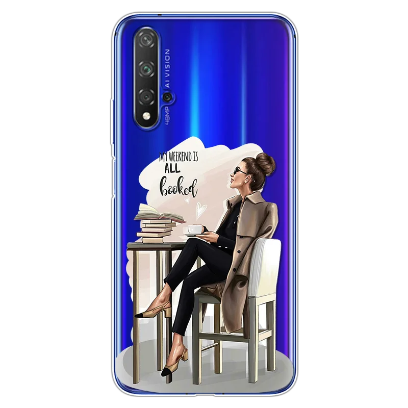 0cheiku Модные черно-коричневые накладки для мамы и дочки, для huawei Honor 20, чехол s 6,2", мягкие чехлы из ТПУ для huawei Honor 20 Pro, чехол - Цвет: 0cheiku