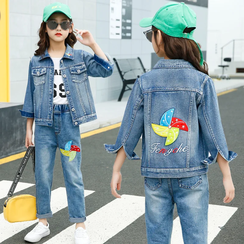 Teens Clothes 2019 Spring Autumn Girls Denim Jackets For Outerwear Coat Children Kids jacket 4 6 7 8 9 10 11 12 Year | Детская одежда и