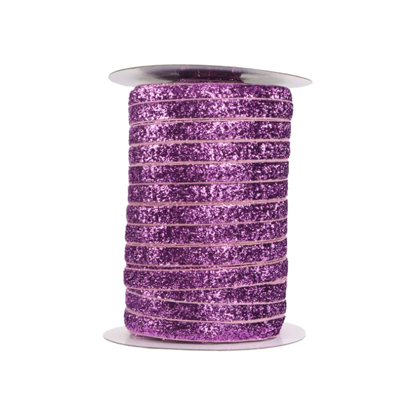 

10Yards 9/15/25MM LT Purple Single Face Glitter Velvet Ribbon For Handmade Gift Bouquet Wrapping Decoration Christmas Strip