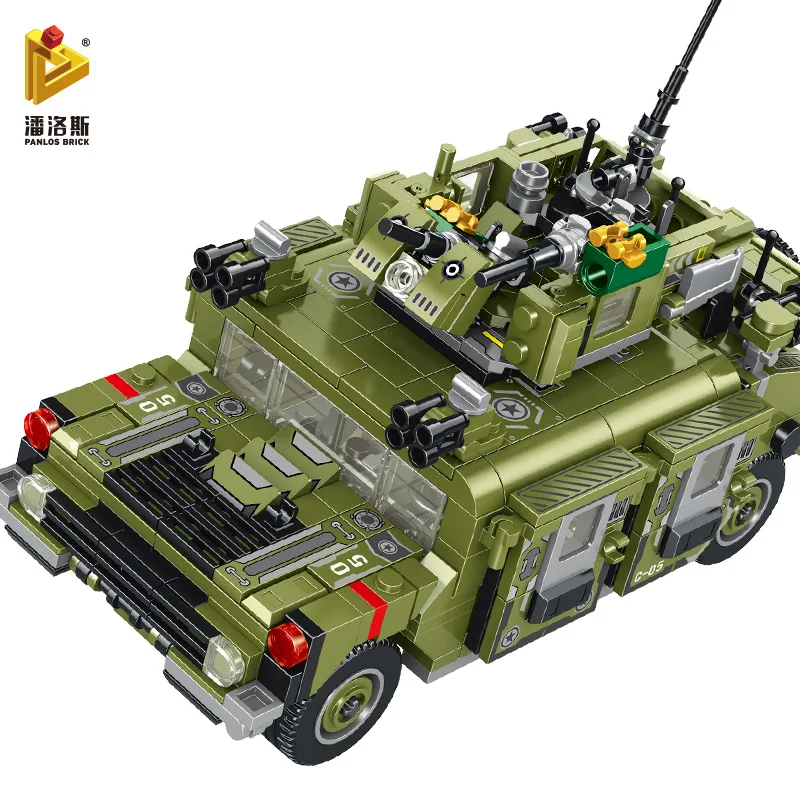 

745 PCS Military Infantry Fighting Vehicle Soldiers Armored Reconnaissance Building Blocks Children's Toy Stickers Gift Bricks