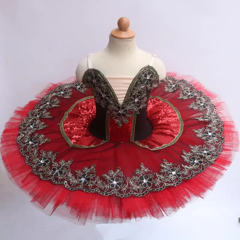 Tutú de Ballet profesional rojo para adultos y niños, vestidos de Ballet...