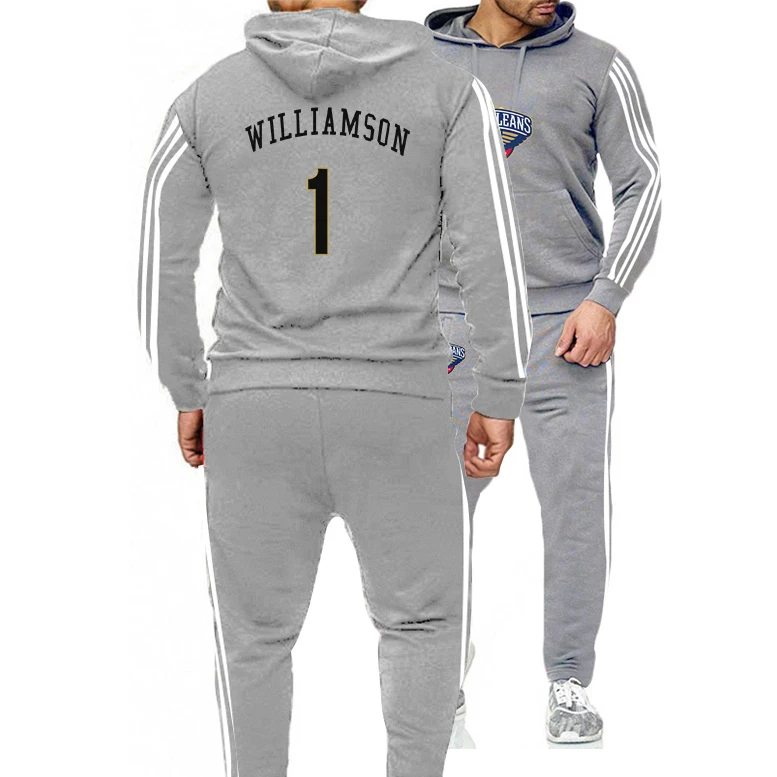 

2022 Мужская трикотажная одежда для американского баскетбола #1 Zion Williamson Pelicans хлопковая толстовка с капюшоном комплект из двух предметов трен...
