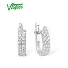 Женские золотые серьги с бриллиантами VISTOSO, ювелирные украшения для свадьбы, помолвки, ювелирные украшения на годовщину, 14 к, 585 Белое золото