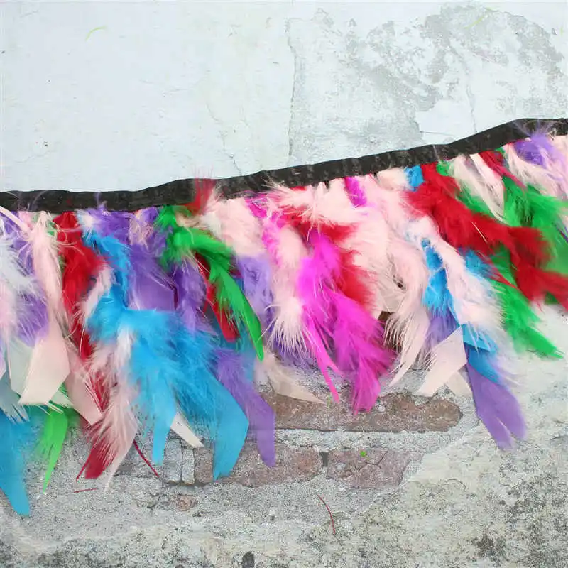 Light color 1to2 метра индейка перьевая отделка Край ткани DIY швейная одежда и декоративная Свадебная вечеринка - Цвет: Light color