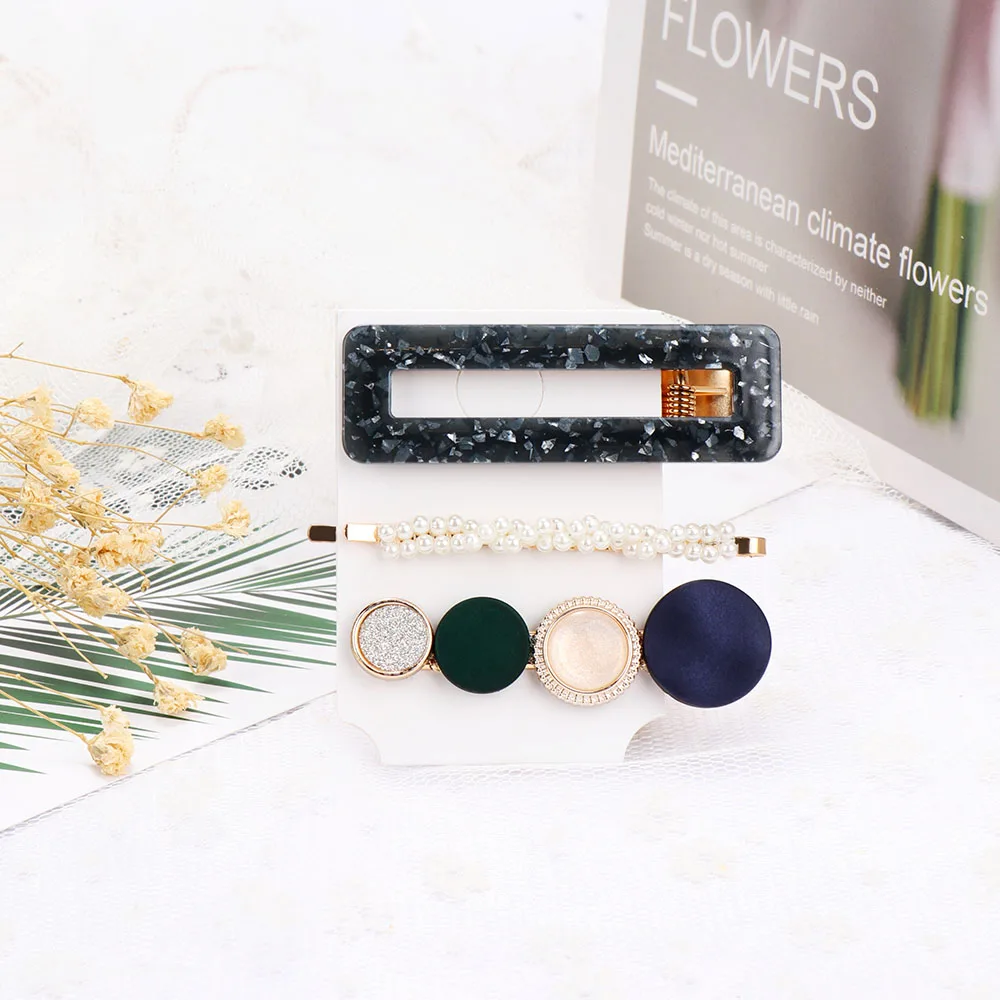 2020 3 шт./компл. корейские модные золотистые розовые акриловые полые заколки для