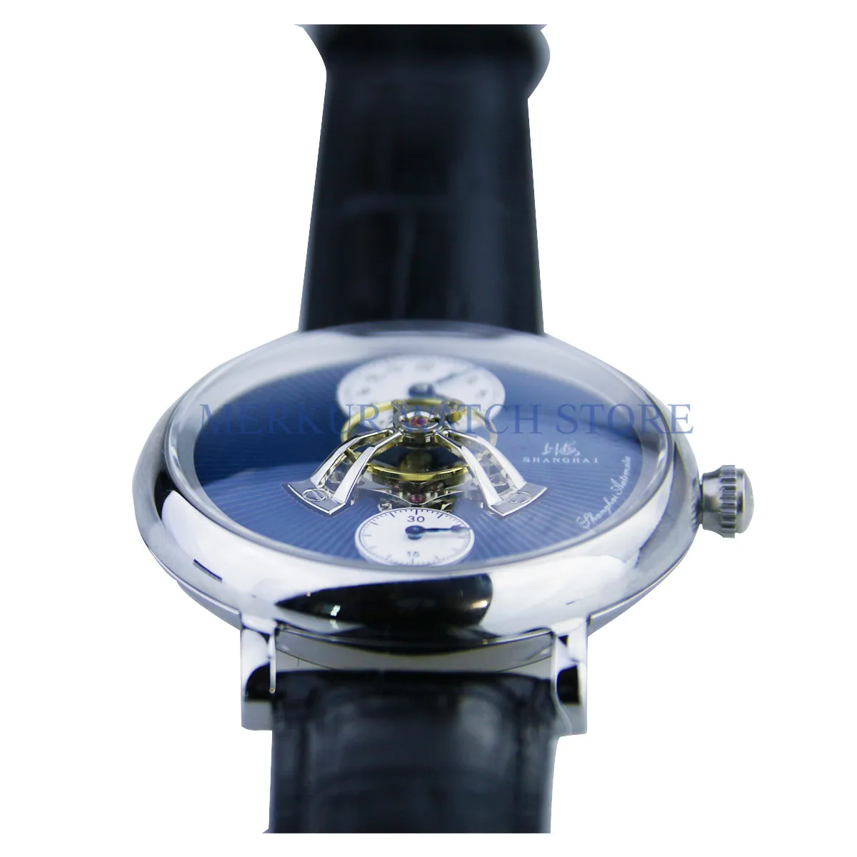 Мужские наручные часы Шанхай летающее центровое колесо сапфировое поп стекло