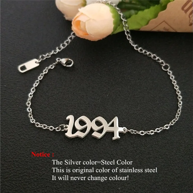 От 1991 до 2000, ножные браслеты для детей с датой рождения и цифрами в английском стиле, женский браслет BFF, ювелирные изделия, Tobilleras Pulsera Para Tobillo