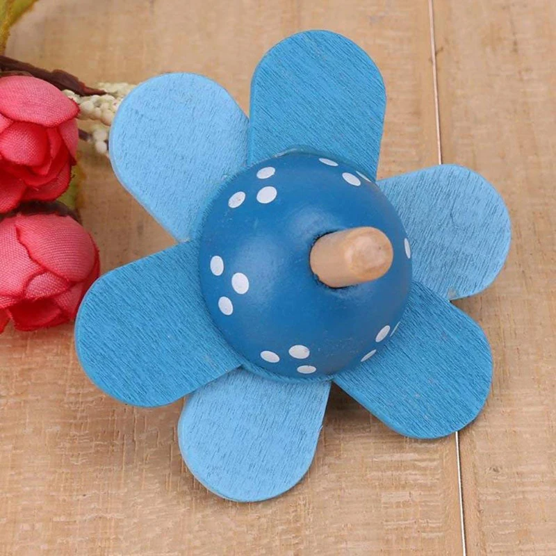 

New Flower Wooden Spinning Top Kids Children Classic Toys Christmas Gift Traditional Intelligence Development Educational Toys