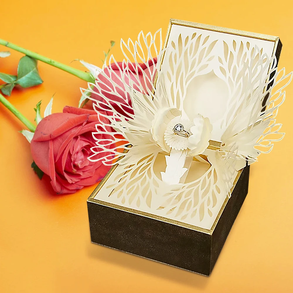 Креативная Выдвижная коробка для колец бумажная скульптура цветочные лепестки